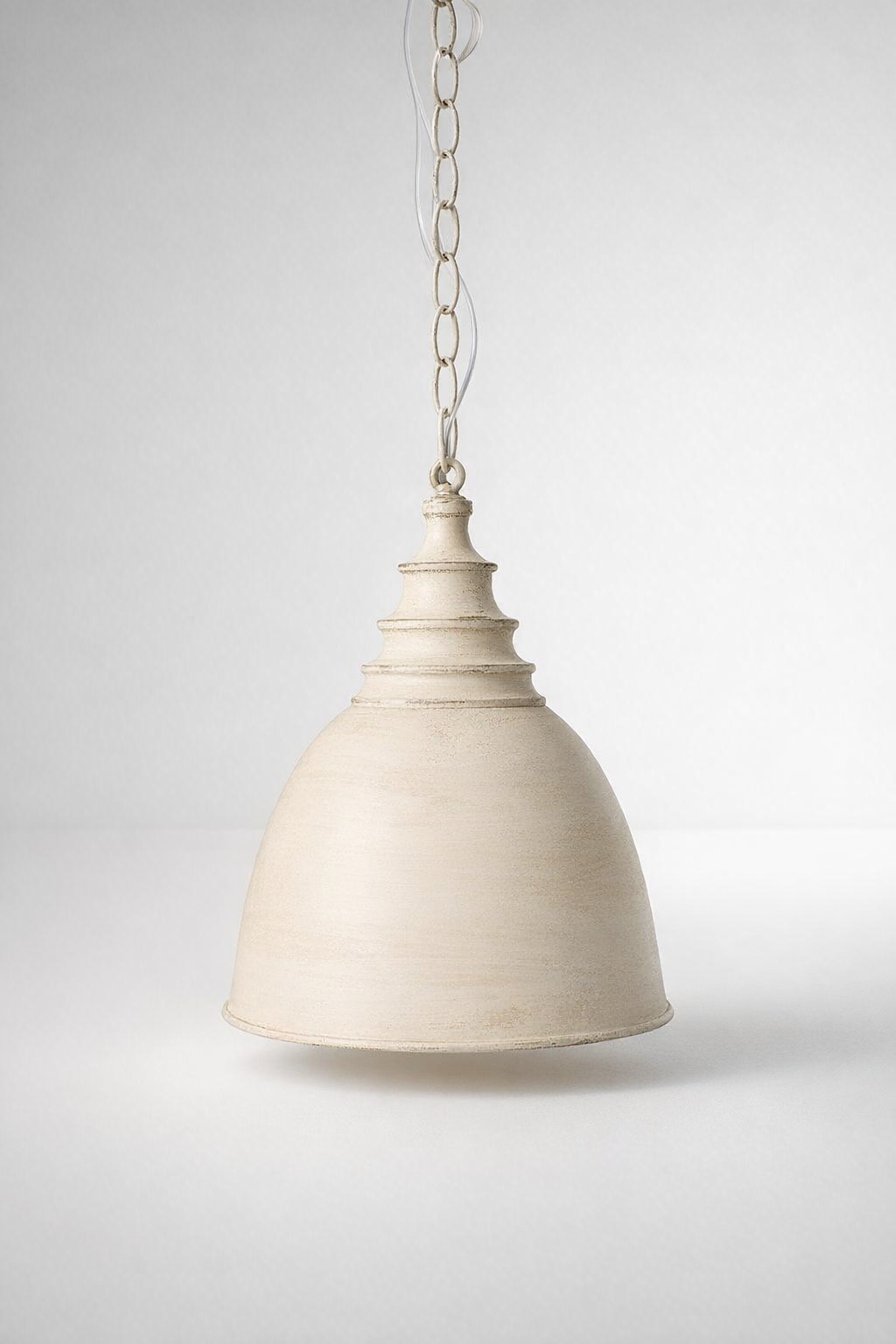 Medium Cream Metal Hanging Lamp