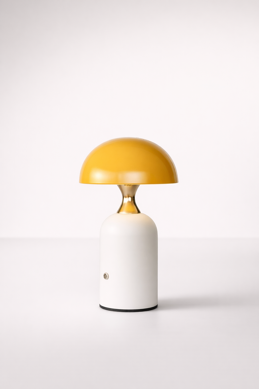 Led White Lamp Base With Yellow Dome Shade