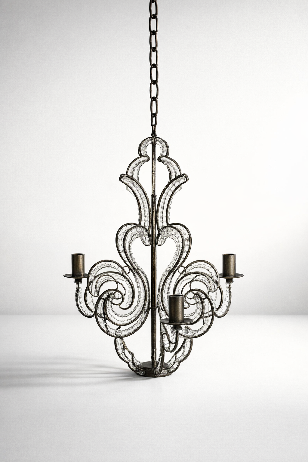 Black & Glass 3 Arm Beaded Chandelier