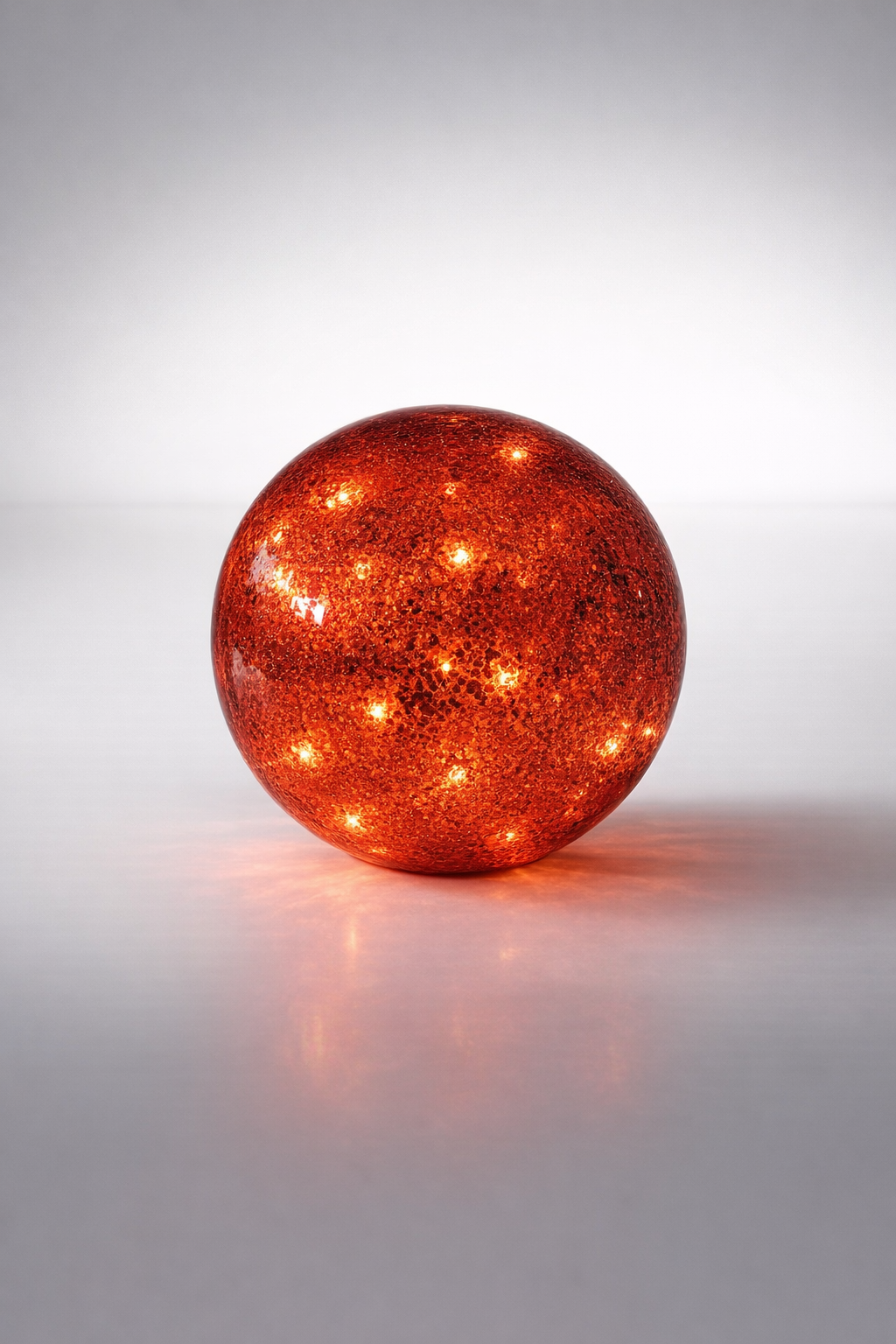 Led Large Red Glass Crackled Ball