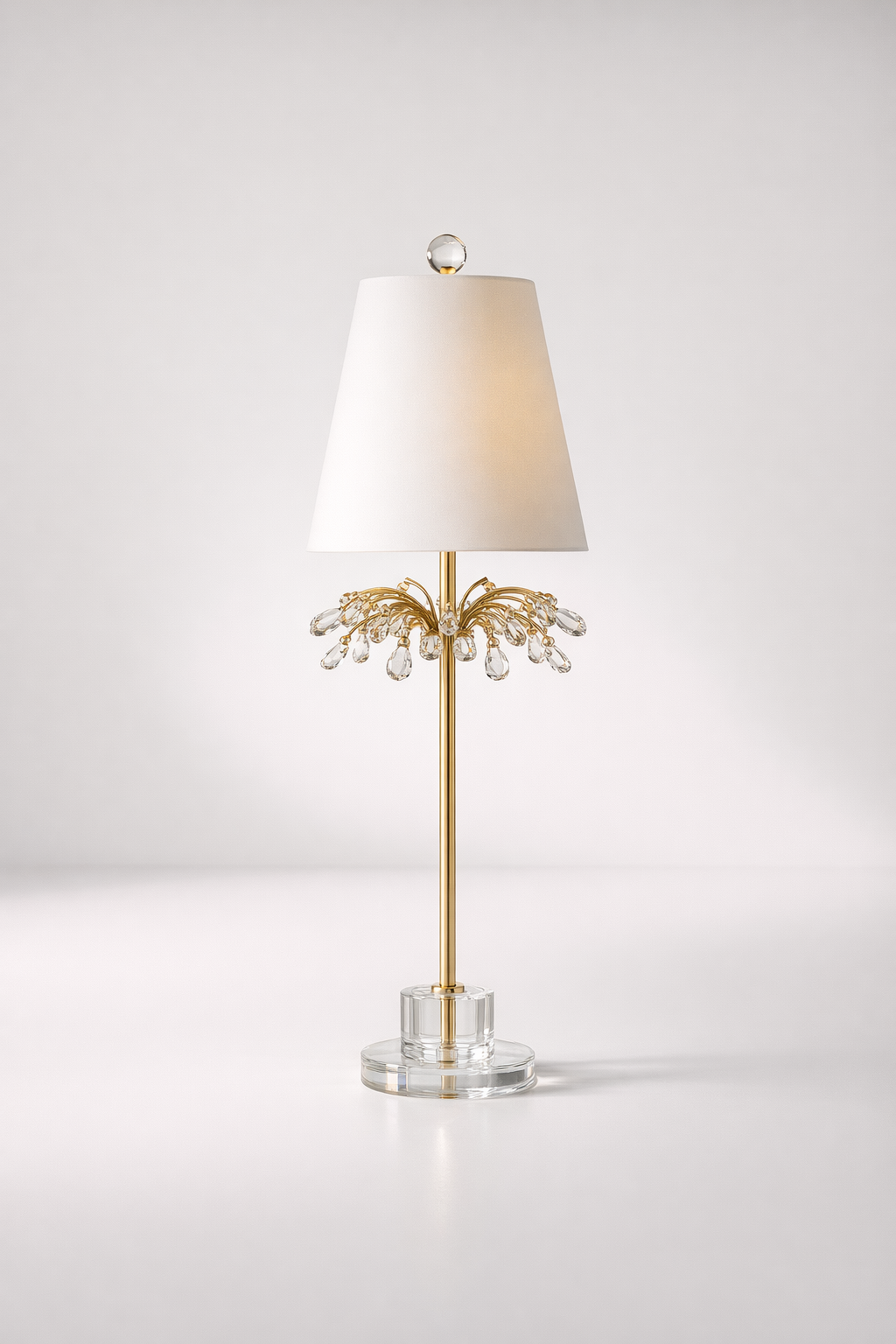 Crystal & Brass Lamp Tear Drop Detail