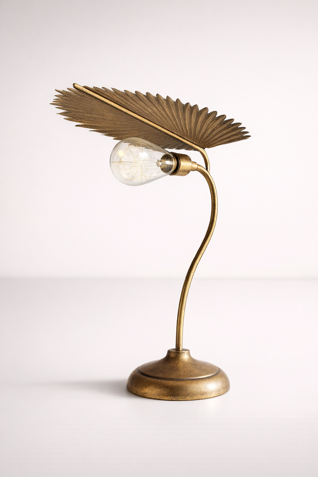Gold Metal Palm Leaf Led Battery Operated Light