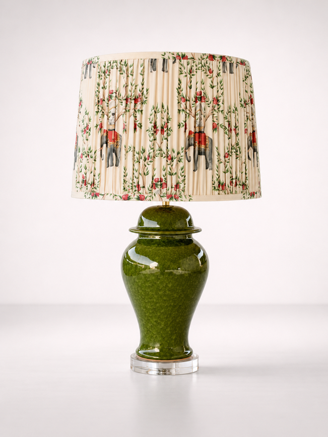 Green Lamp Base Elephant & Tree Shade