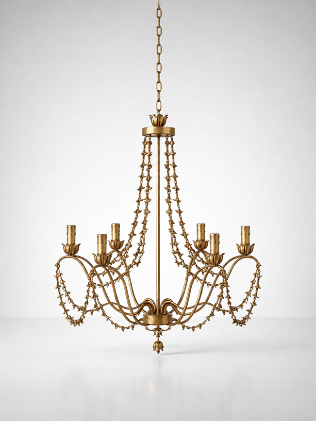Antique Gold 6 Light Chandelier