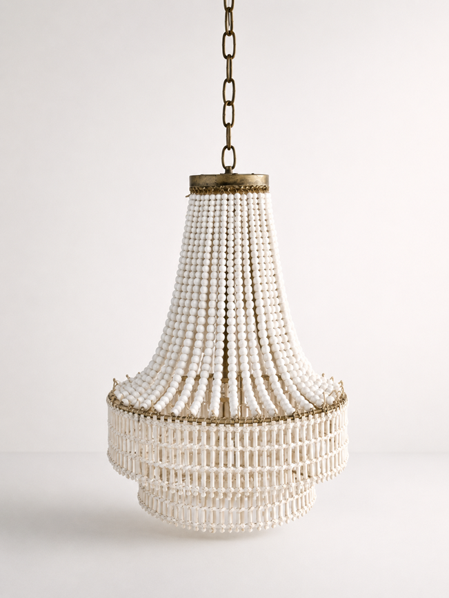 Hanging Off White Beaded Chandelier