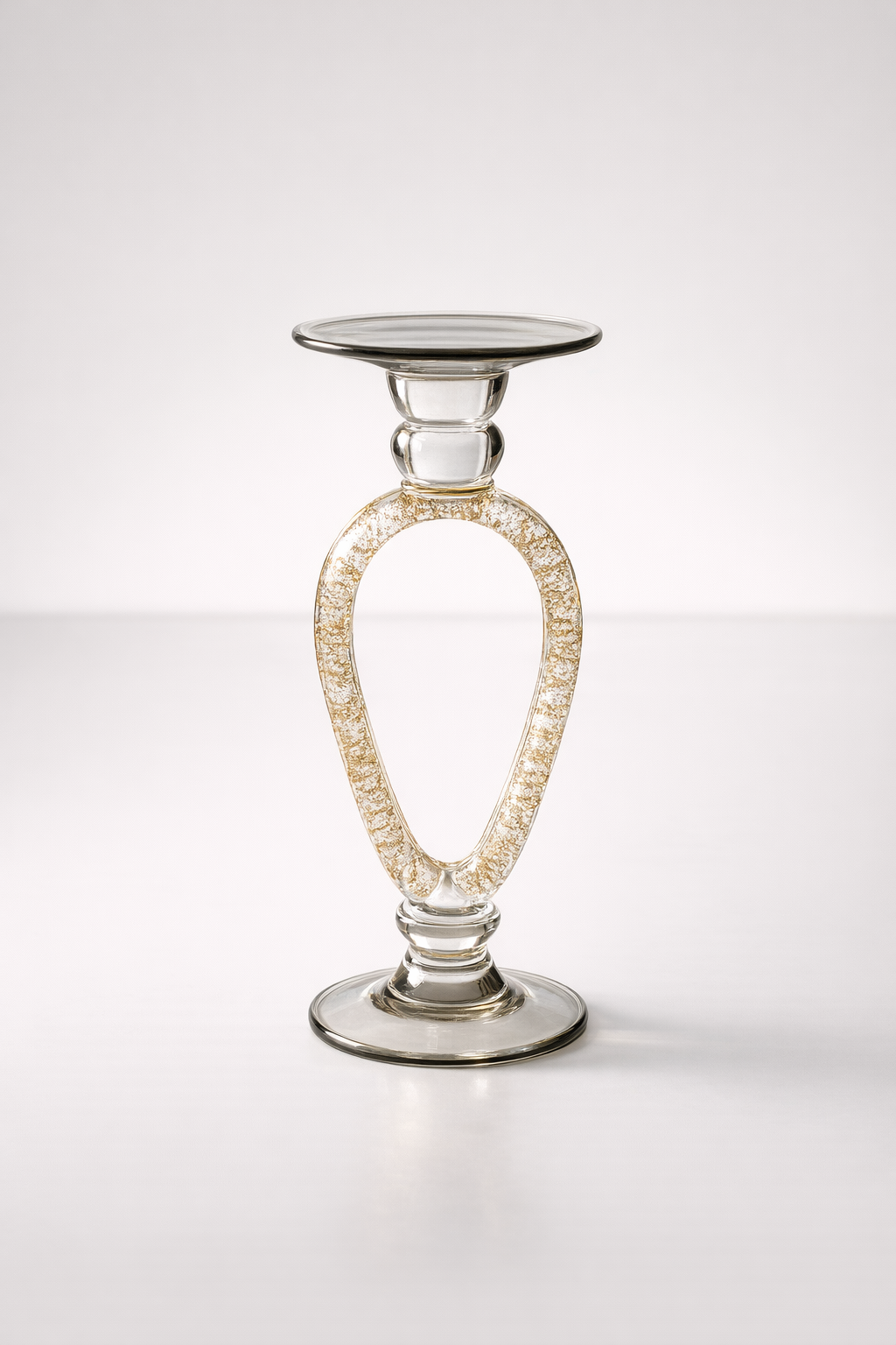 Gold Glitter & Clear Glass Candle Stick