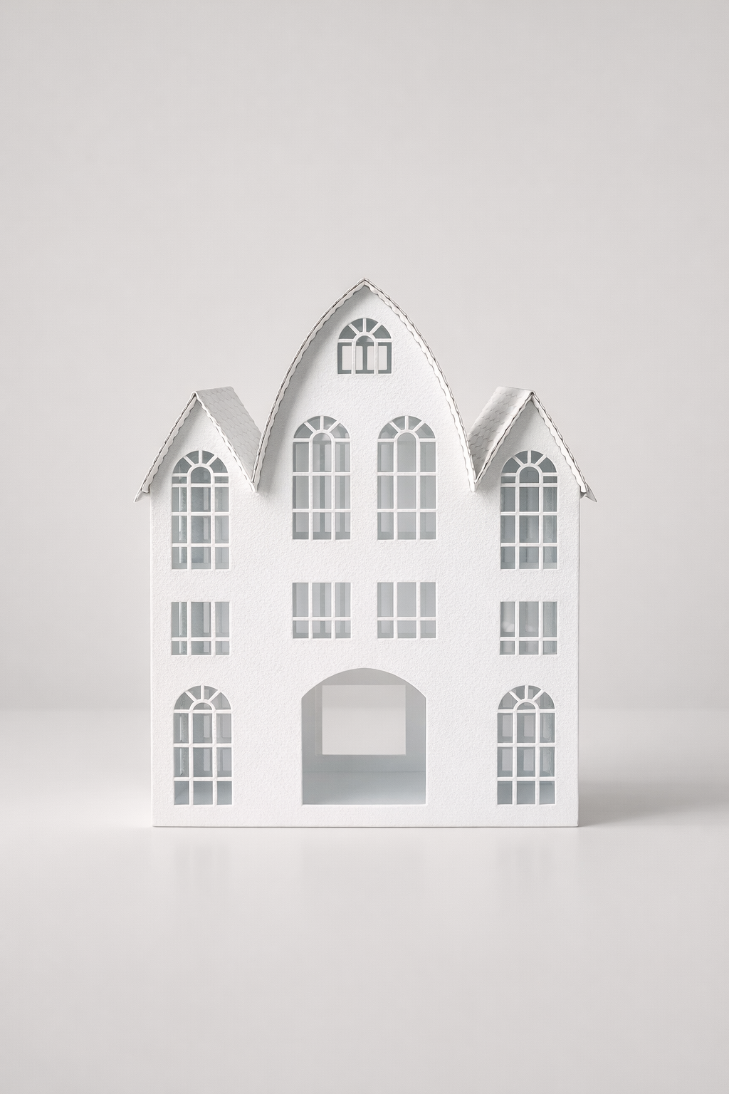 Extra Large White Metal House Candle Holder