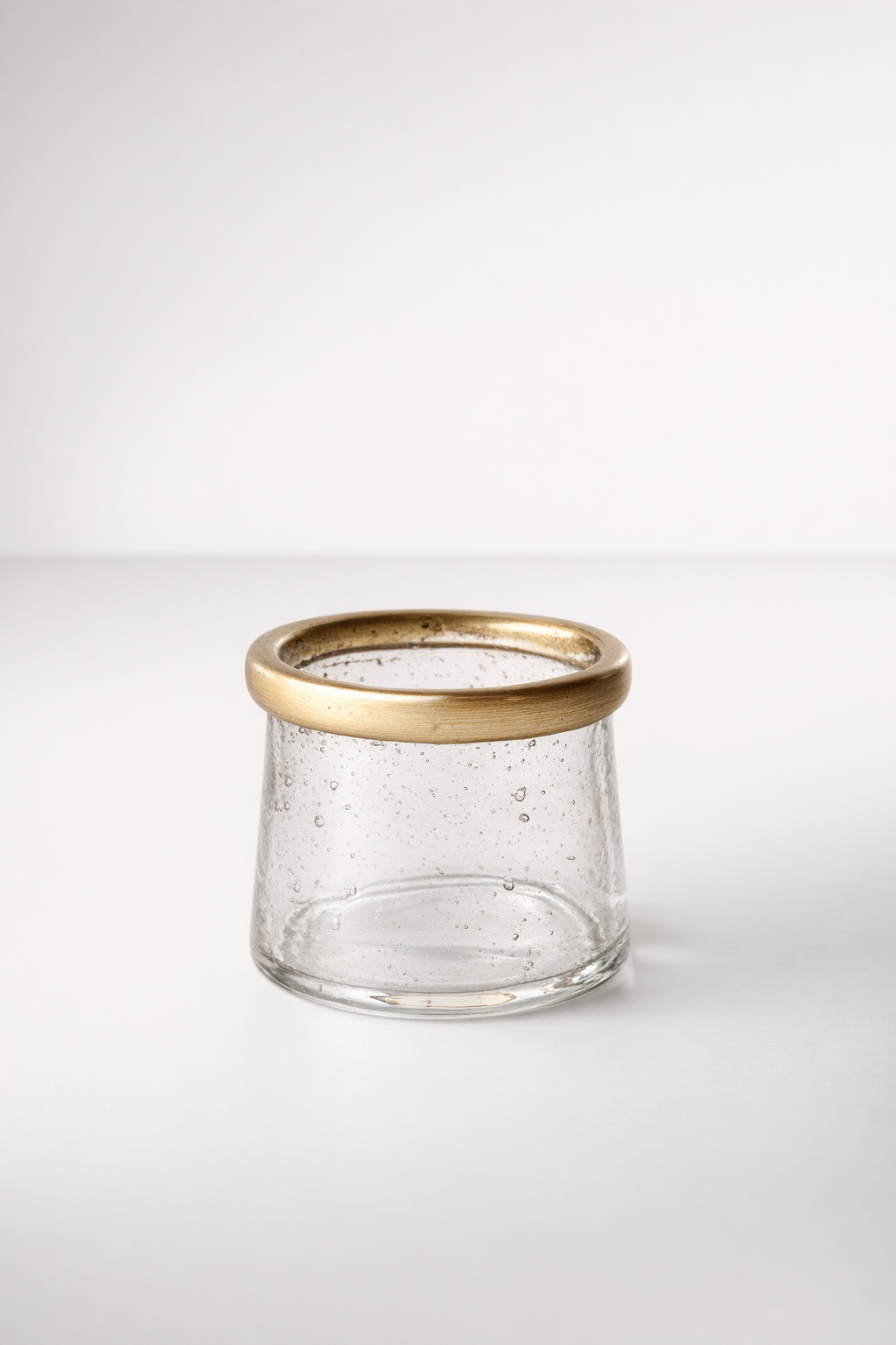 Small Glass & Gold Edge Tealight Candle Holder