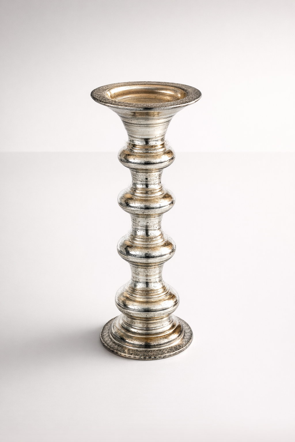 Large Silver Glass Candle Holder