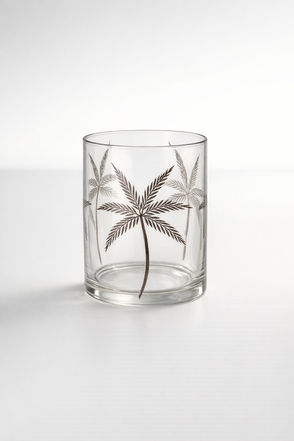 Clear Glass Palm Tree Tea Light Candle Holder