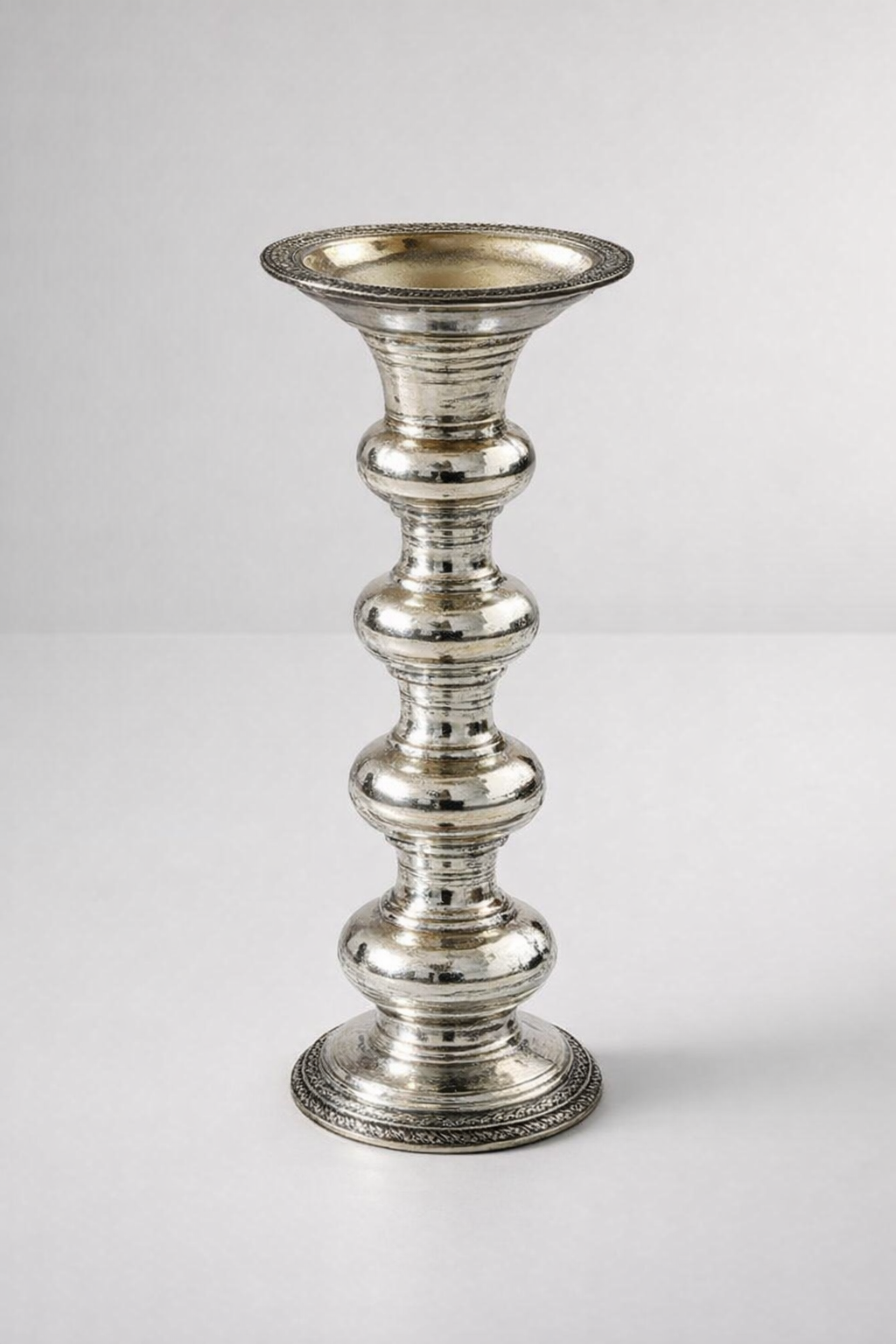 Extra Large Silver Glass Candle Holder