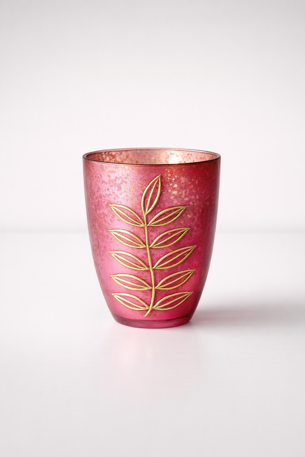 Pink & Gold Glass Tealight Candle Holder