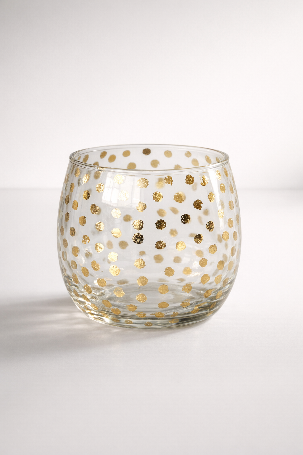 Gold Dot Glass Tealight Candle Holder