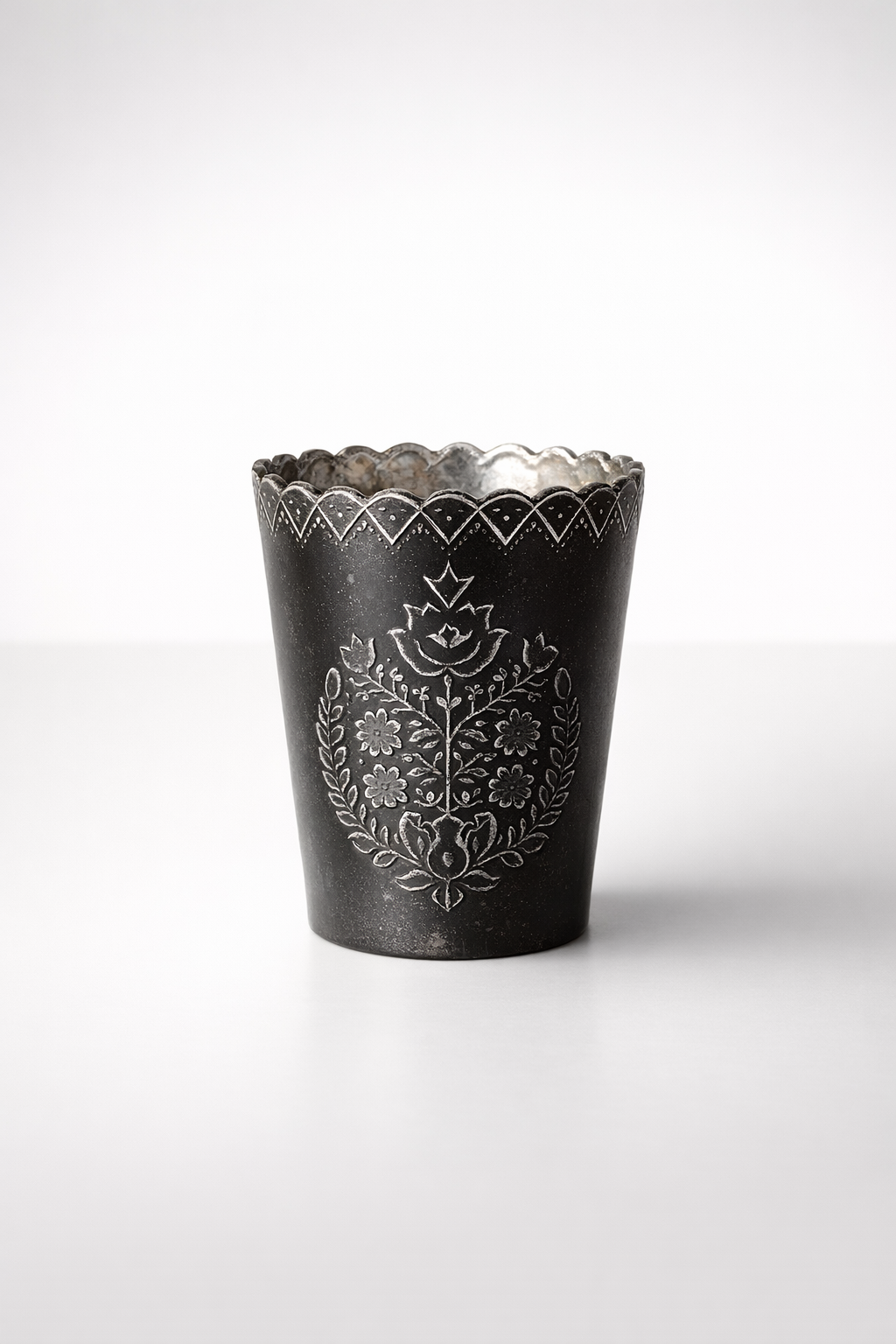 Black Antique Glass Tea Light Candle Holder