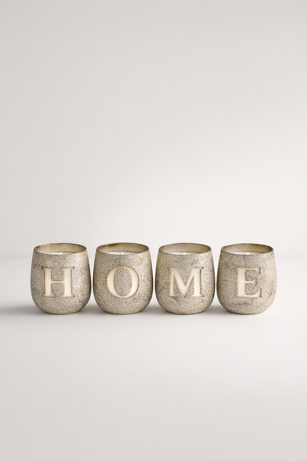 Set Of 4 'Home' Early Grey Scented Candles