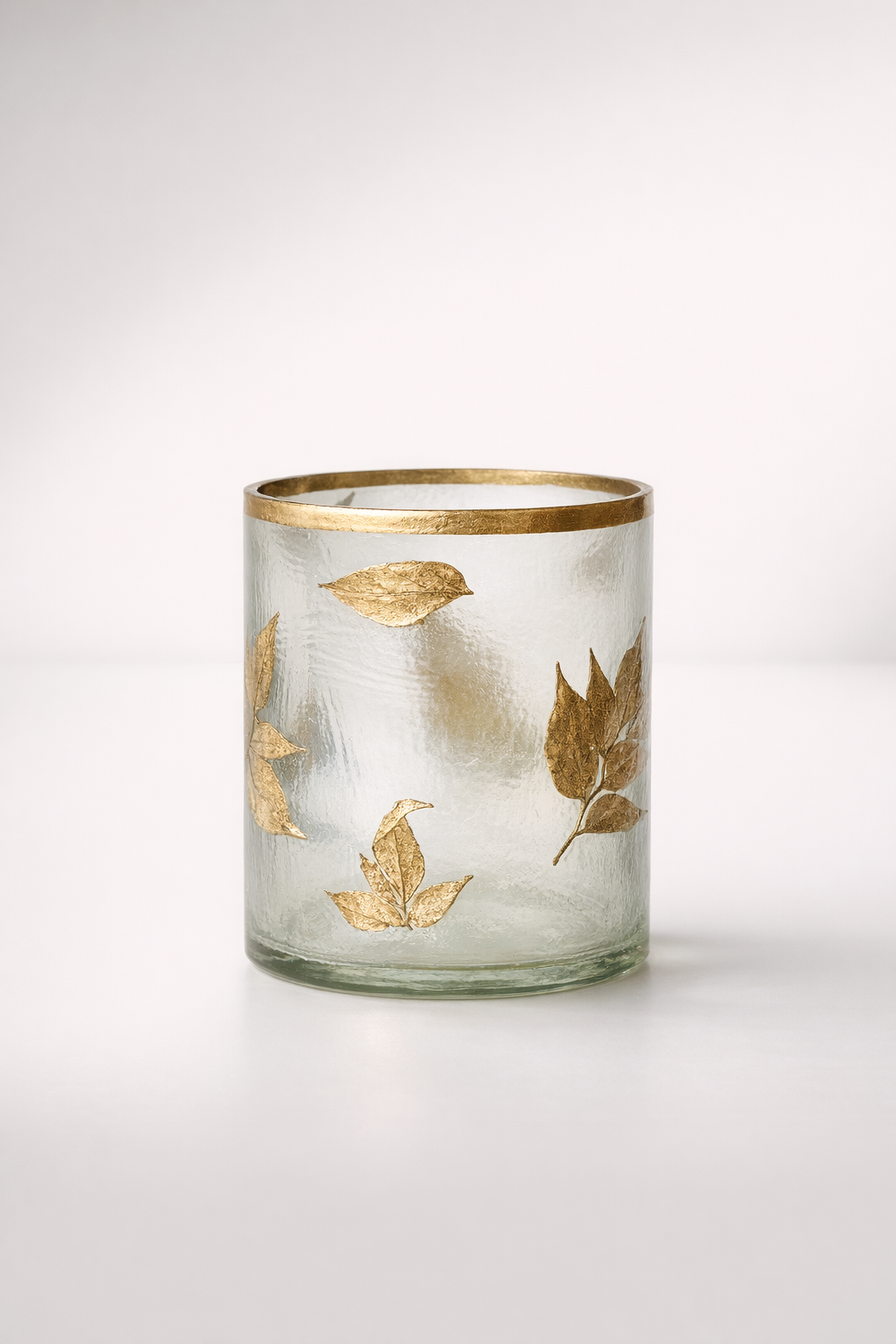 Gold Leaf Glass Candle Holder