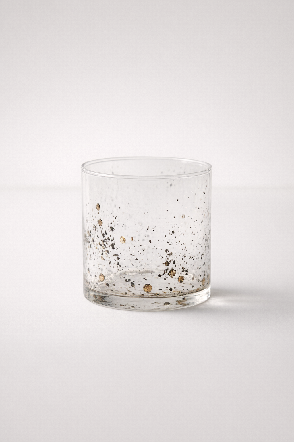 Small White, Black & Gold Glass Candle Holder