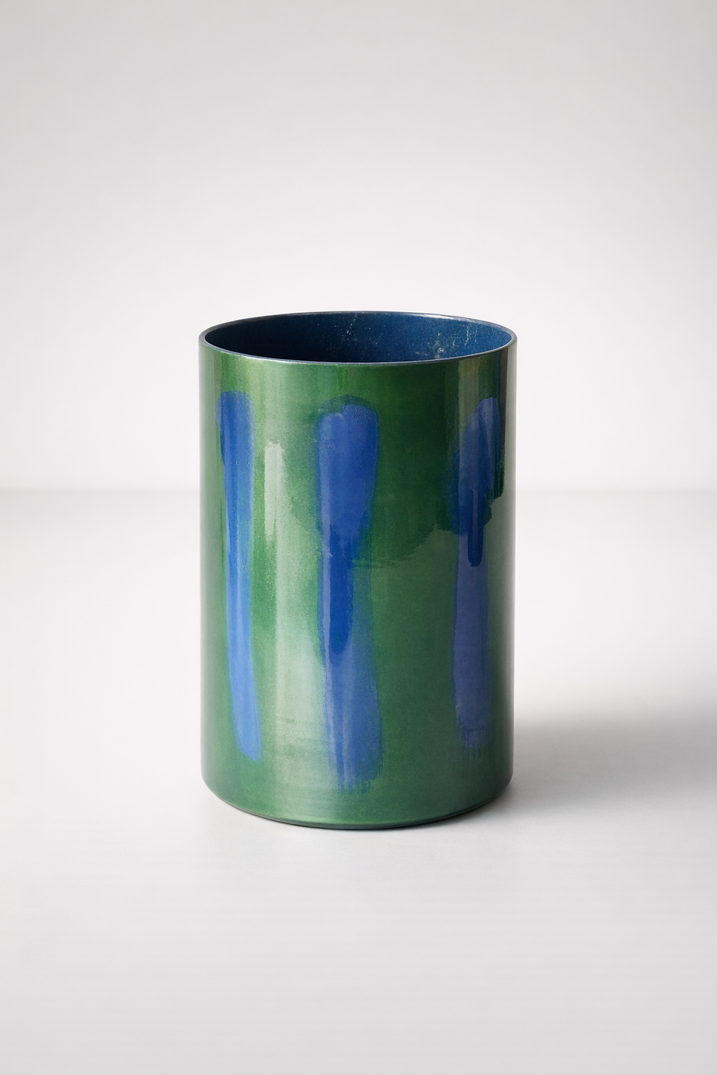 Blue & Green Glass Candle Holder Or Vase