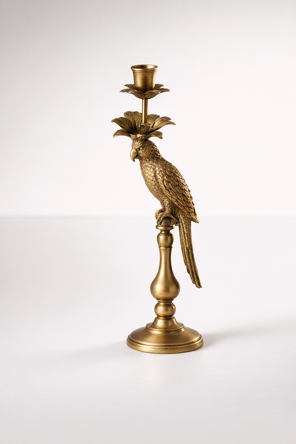 Gold Metal Parrot Candle Holder