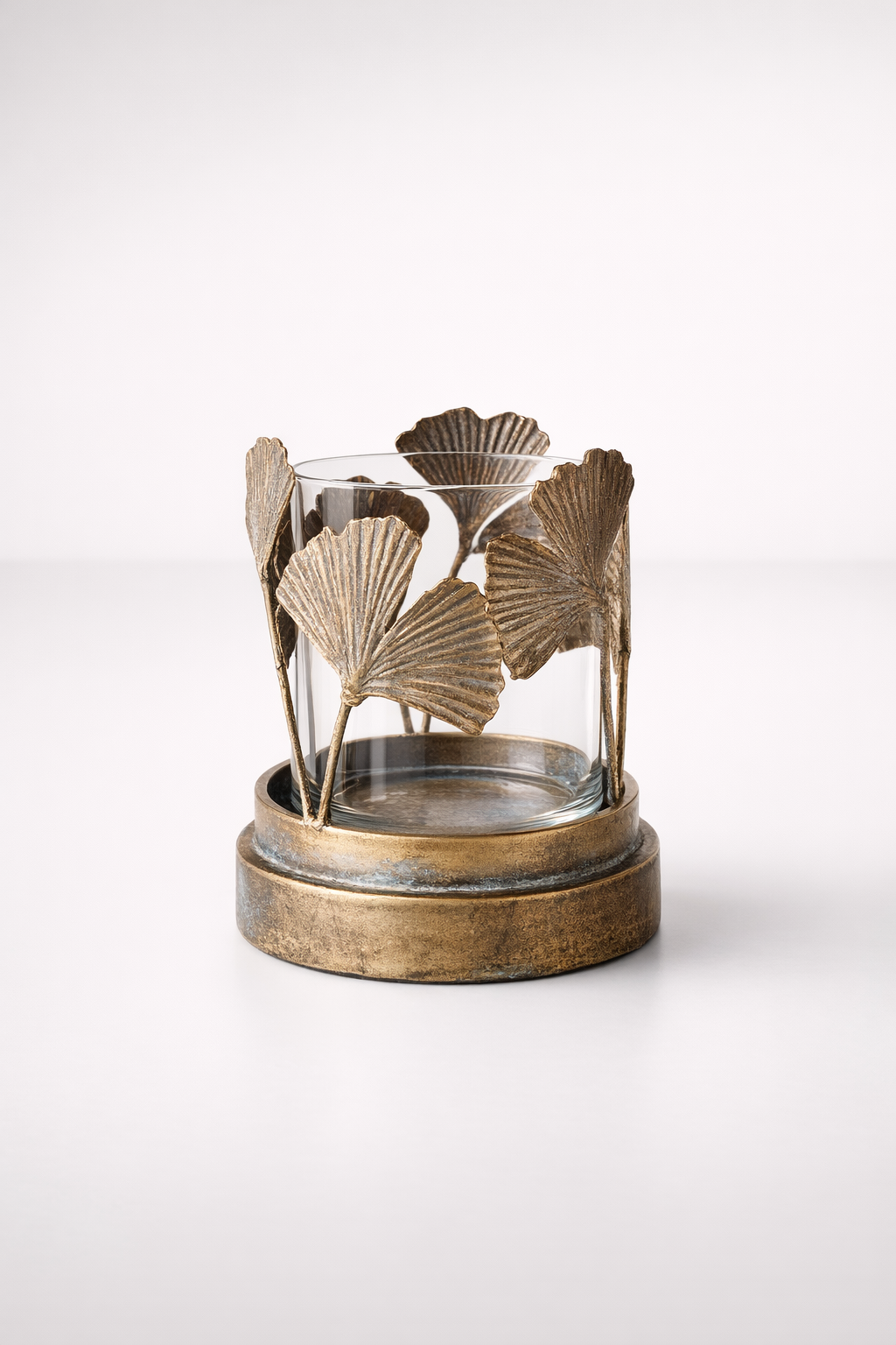 Gold Distressed Metal Candle Holder
