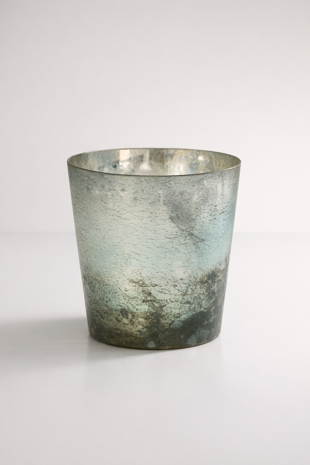 Blue & Silver Glass Candle Holder