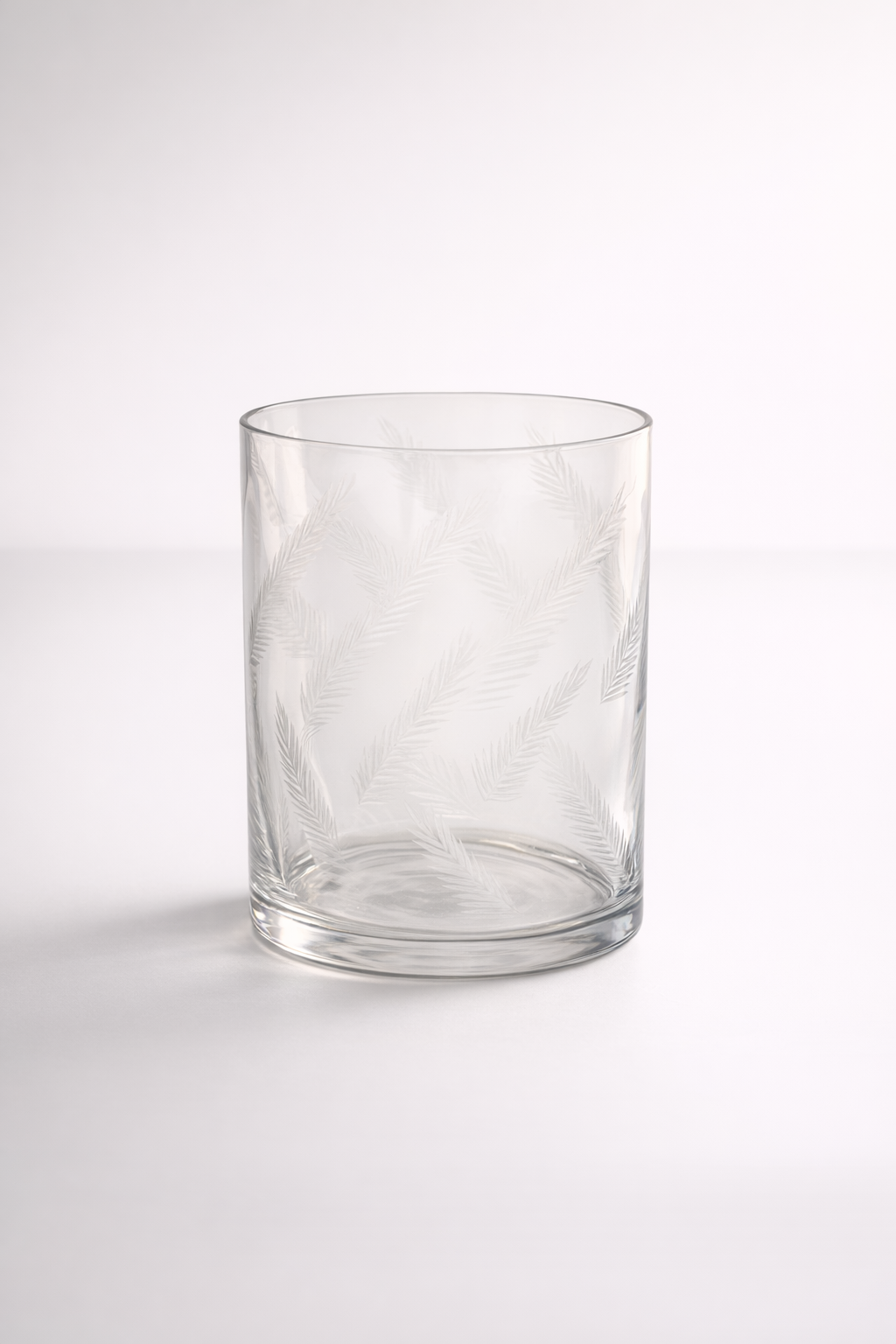 Clear Fern Pattern Glass Candle Holder