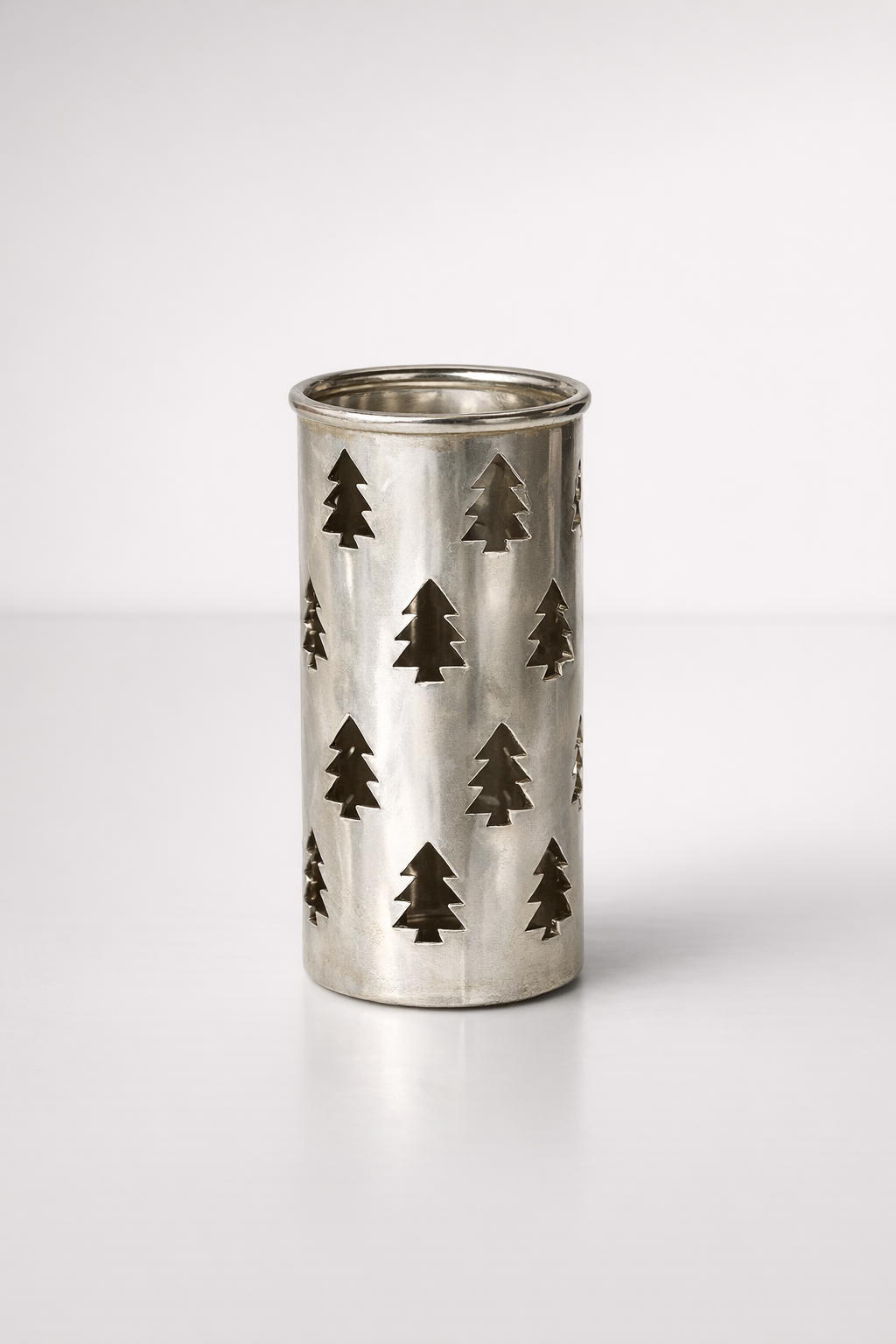 Large Silver Ceramic Tree Candle Holder