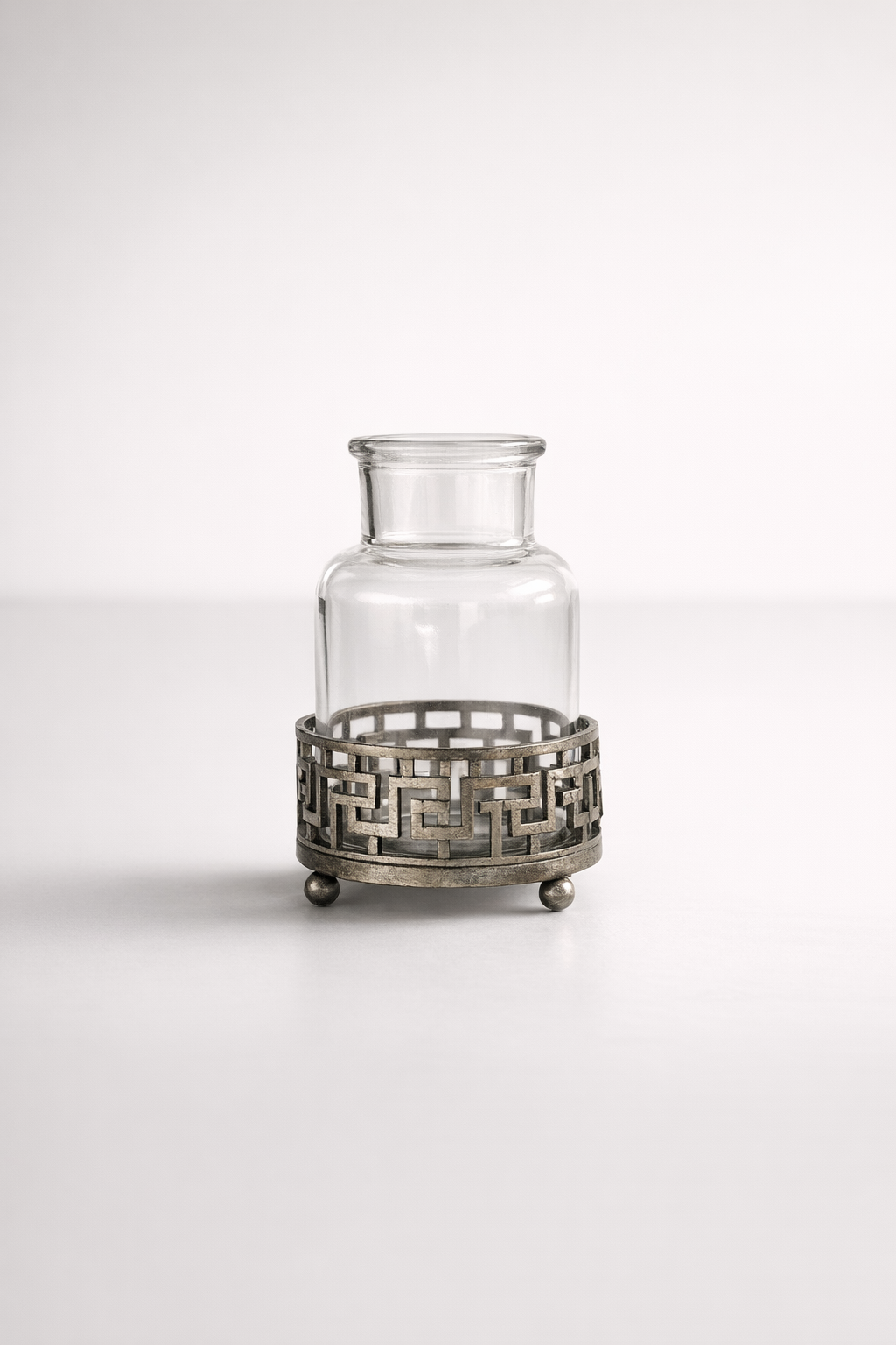 Glass Bottle Tealight Geometric Stand