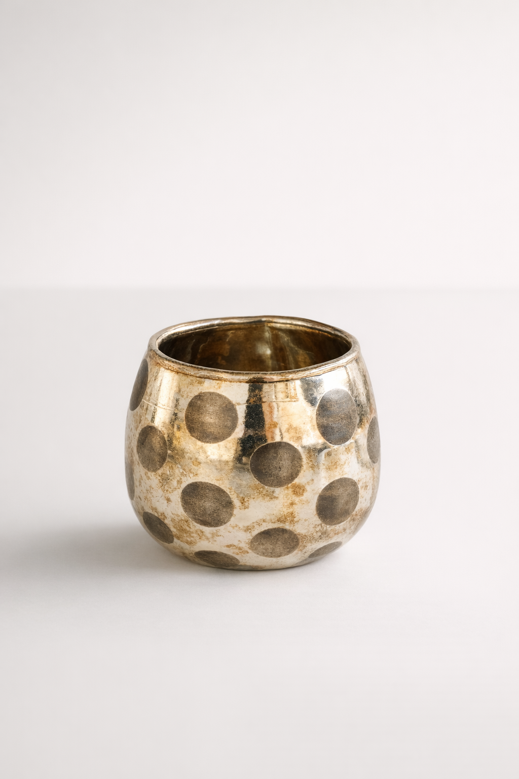 Small Silver Spot Glass Candle Holder