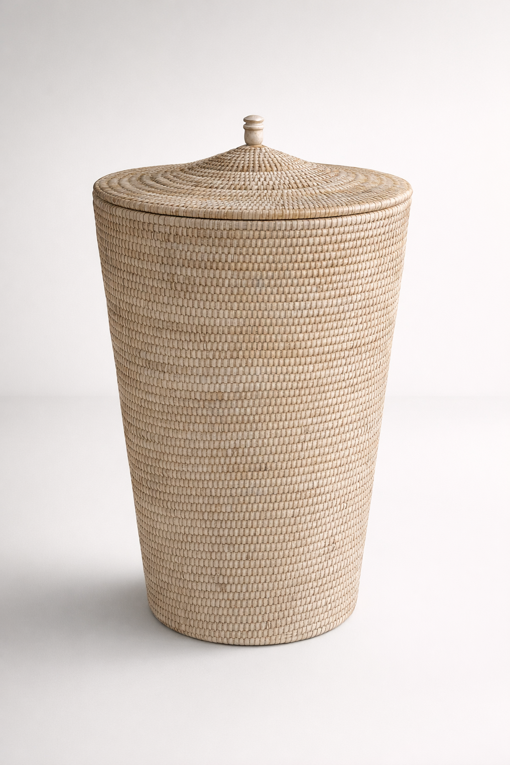White Washed Rattan Laundry Basket