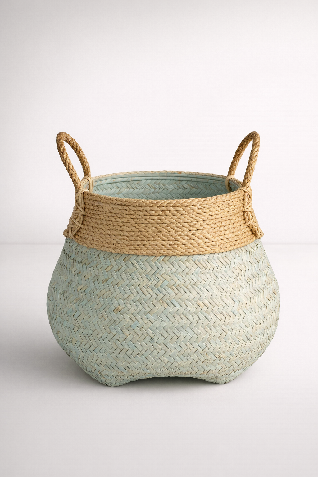 Pale Blue & Natural Belly Basket