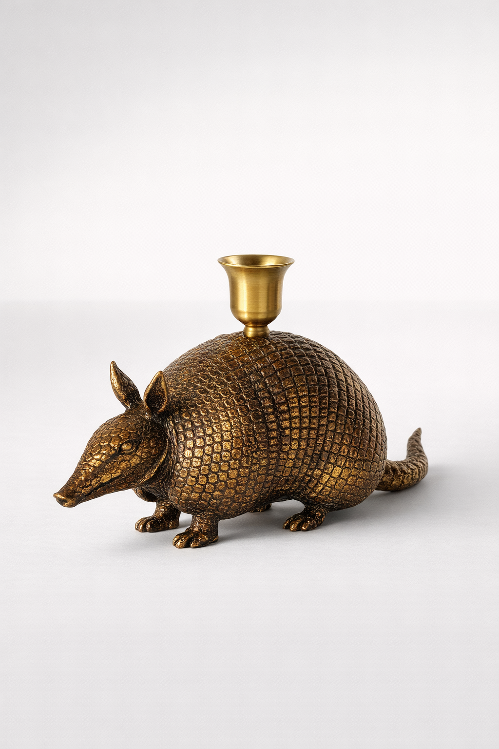 Gold Armadillo Candle Holder