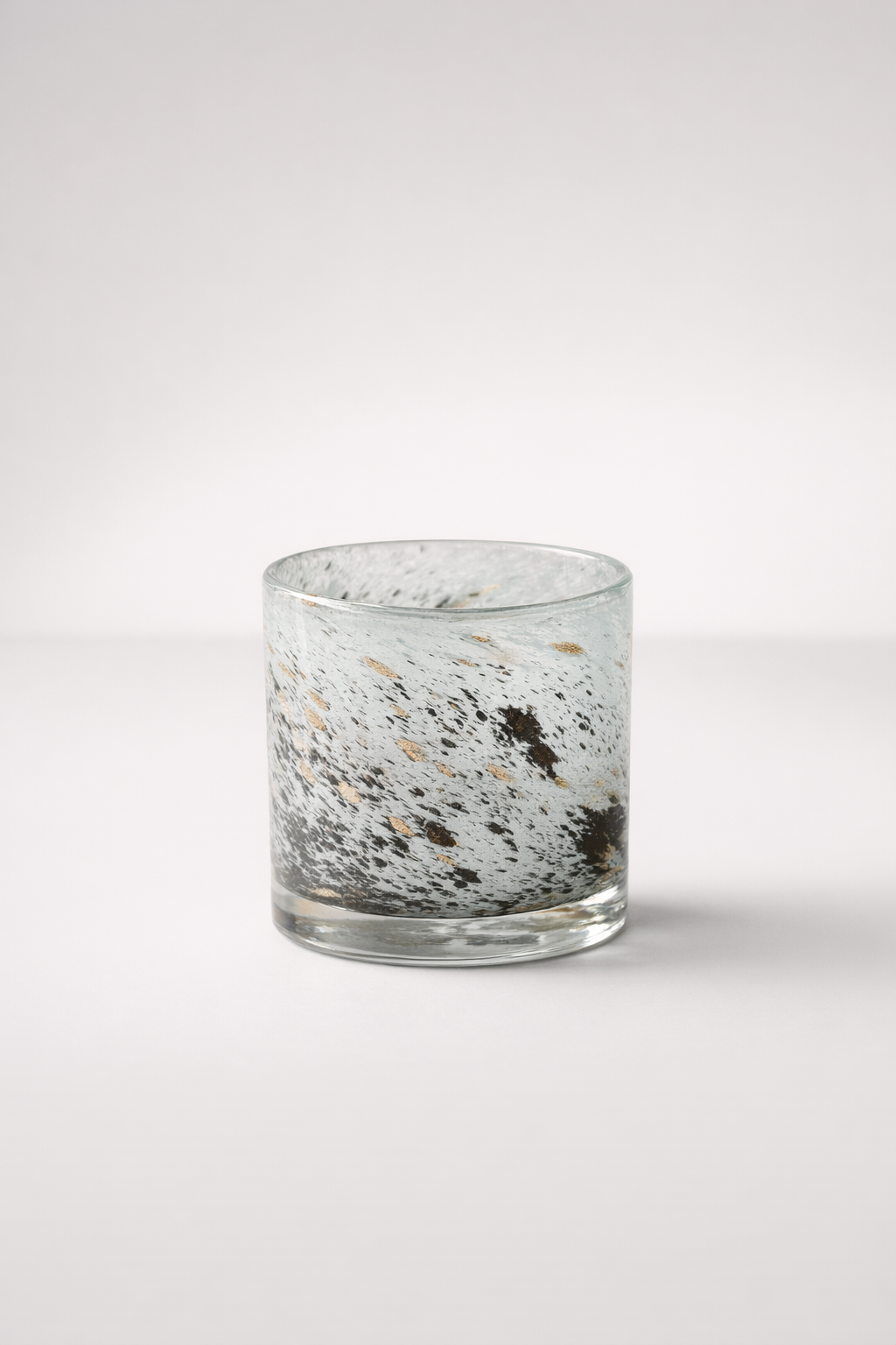 Small Black & Gold Glass Candle Holder