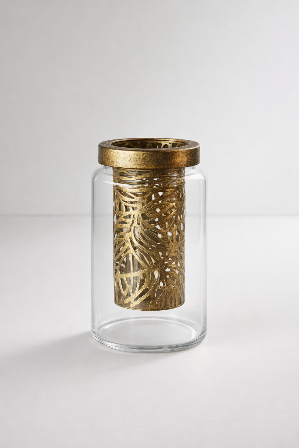 Glass Candle Holder Gold Inner
