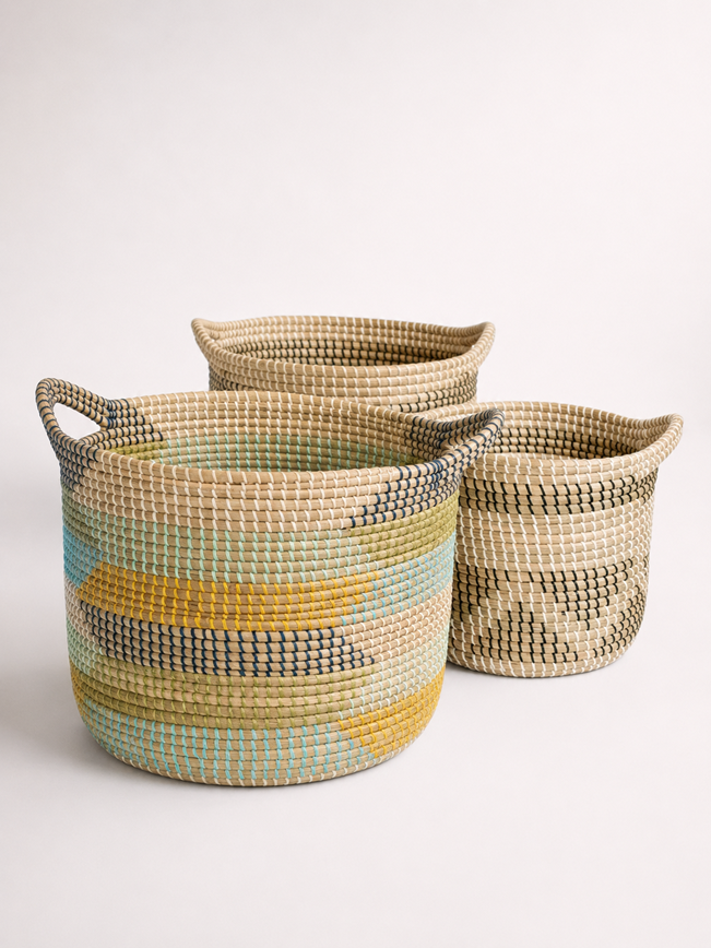 Set Of 3 Natural Seagrass Baskets