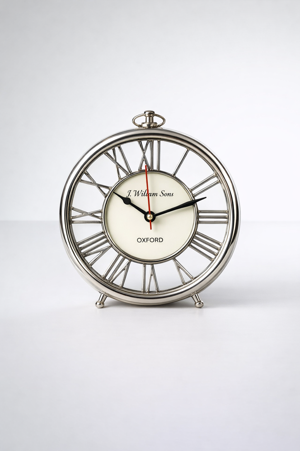 Round Silver Standing Table Clock