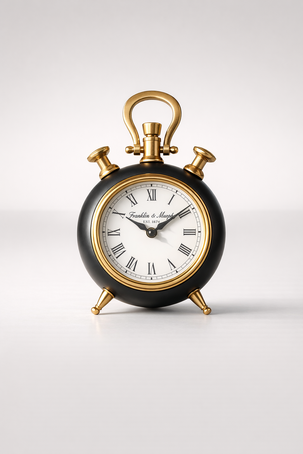 Small Black & Brass Standing Table Clock