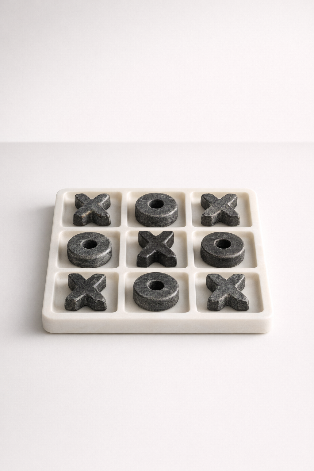 Grey & White Marble Noughts & Crosses