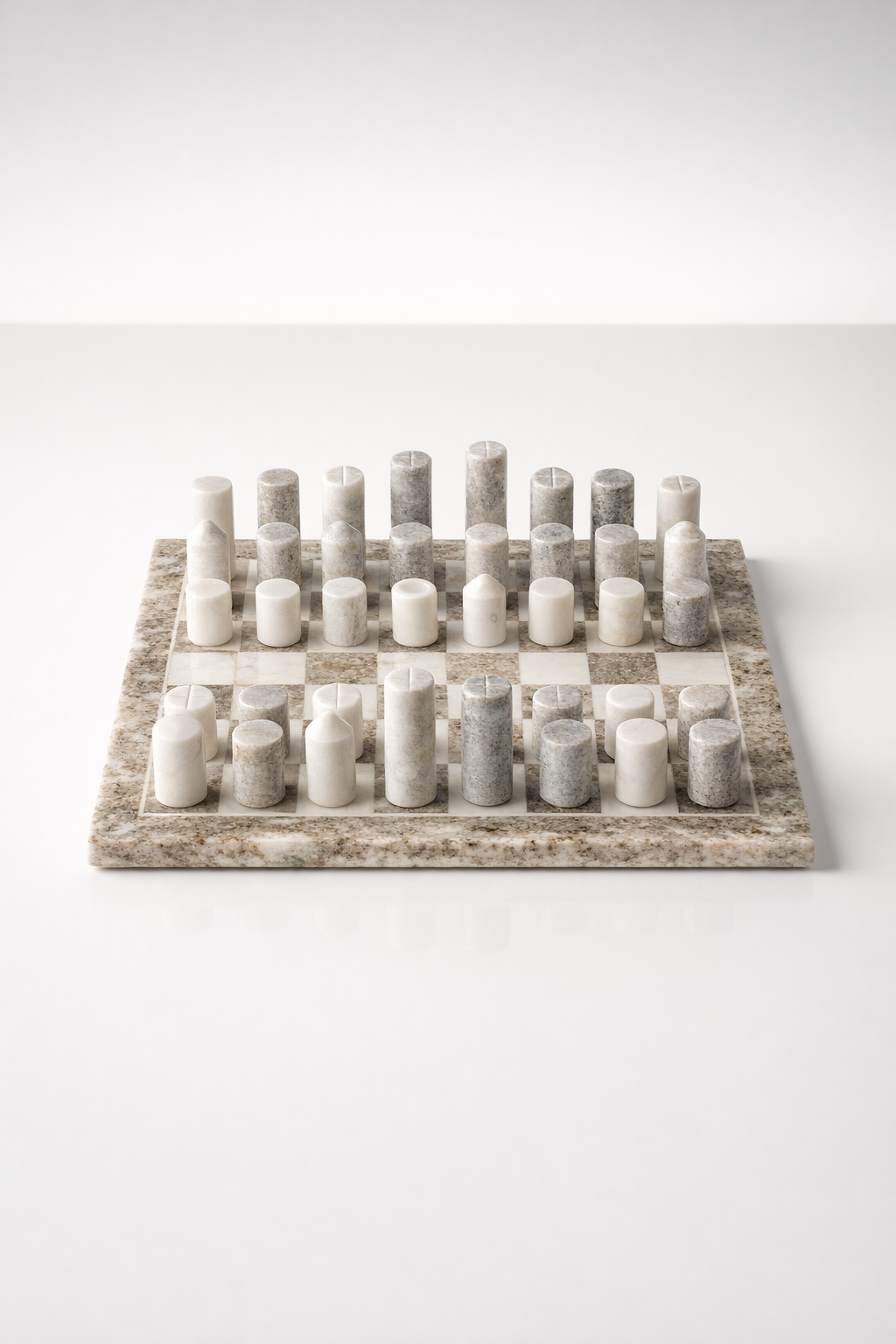 Beige & White Marble Chess Set
