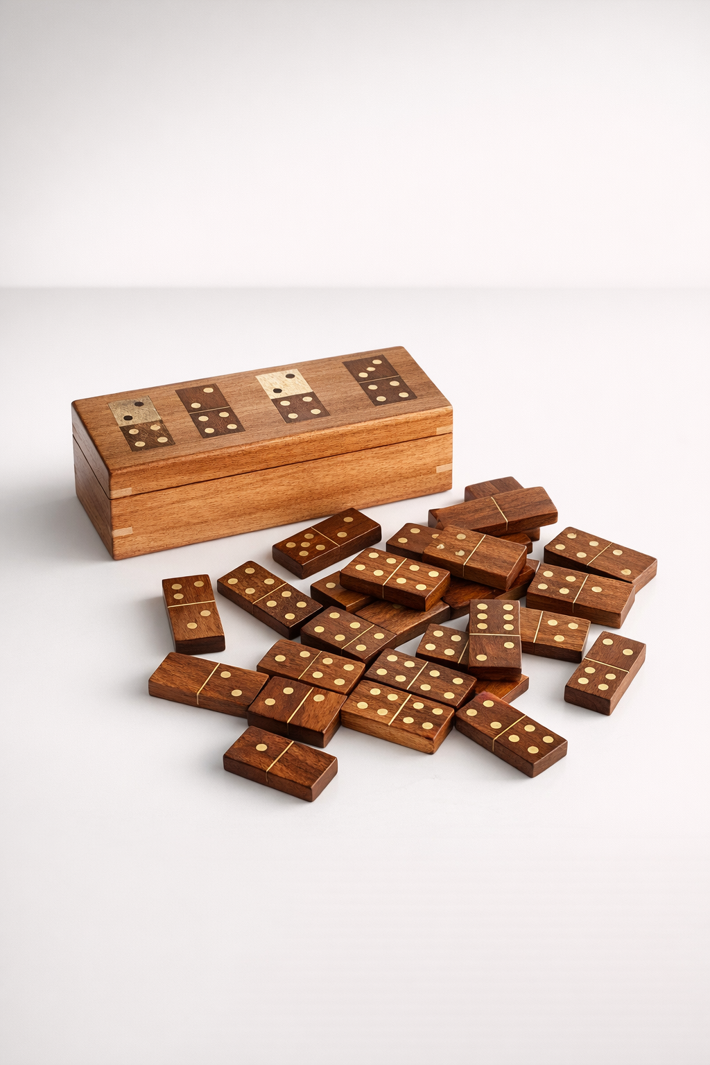 Wooden Box With Dominoes