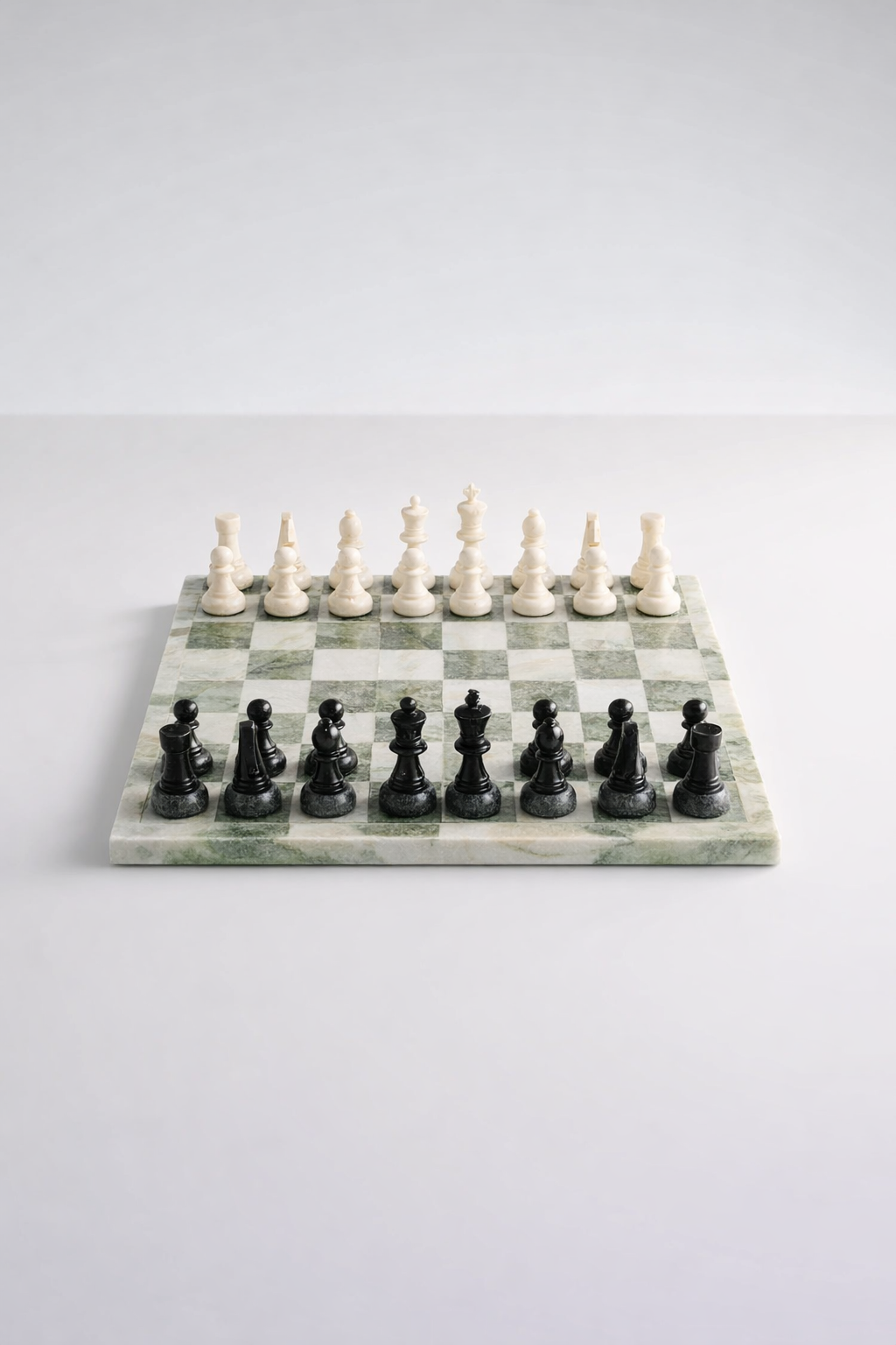 Large Green & Grey Marble Chess Set