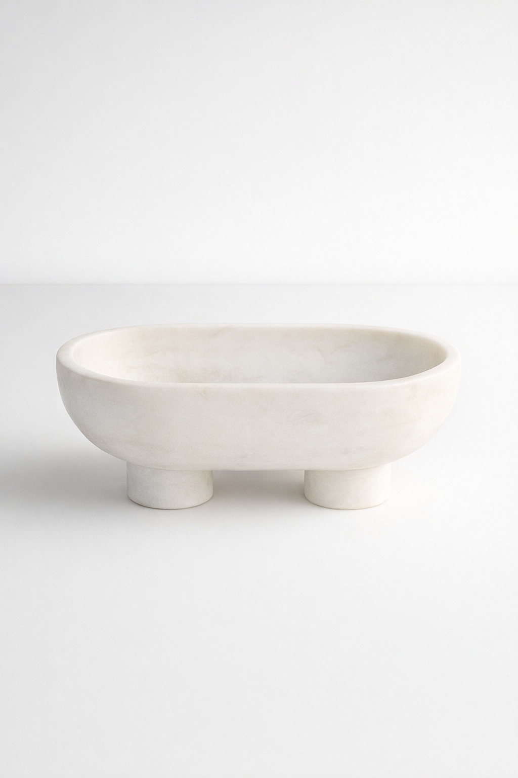White Marble Oval Bowl On Feet