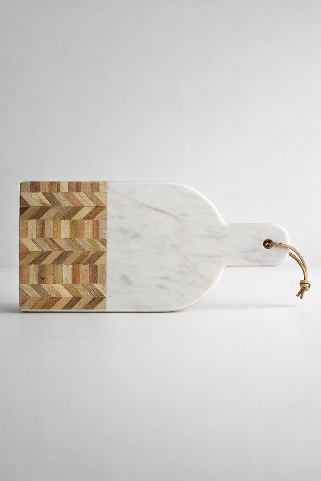 White Marble & Wood Inlay Chopping Board