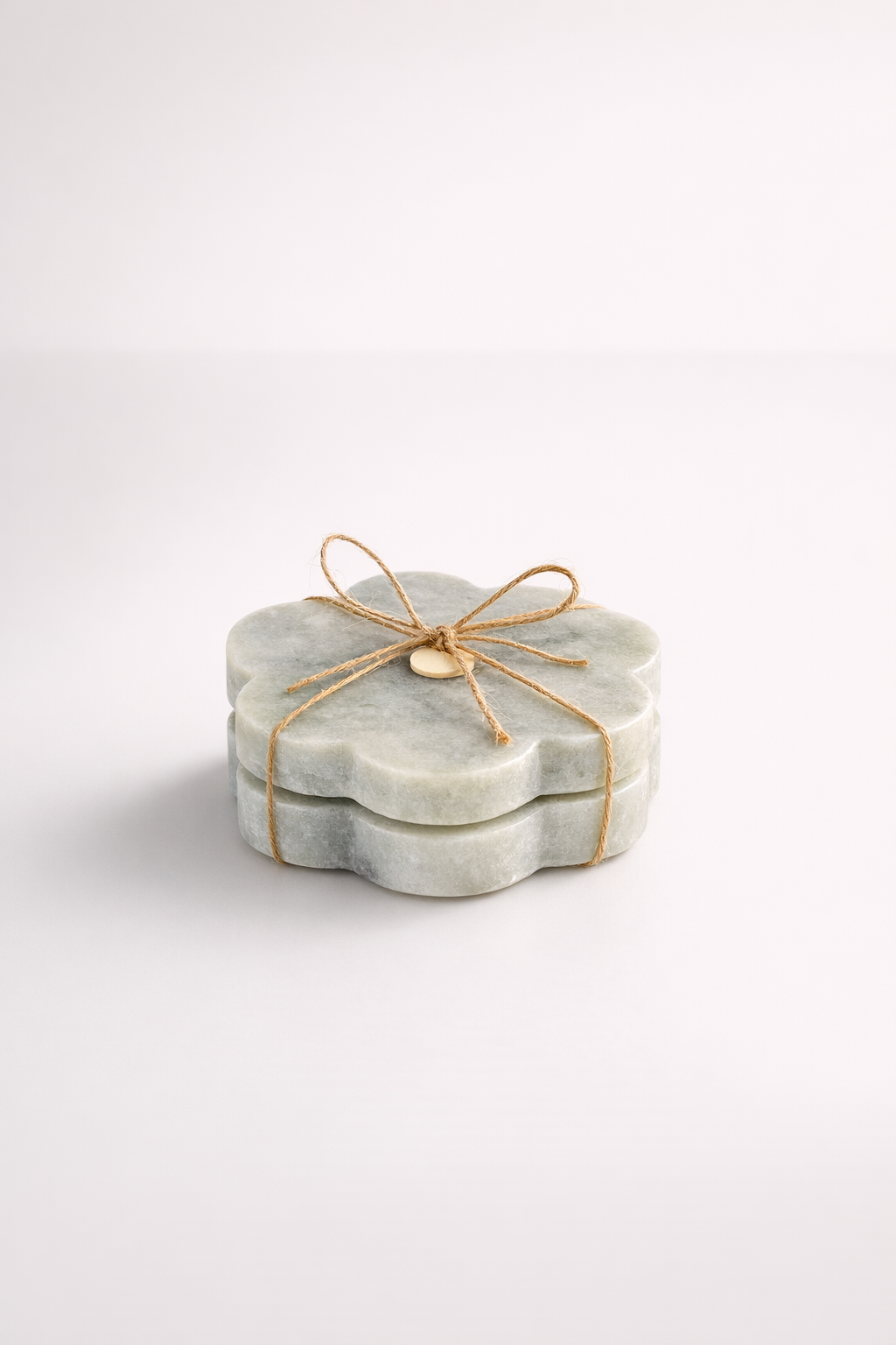 Set Of Grey Petal Marble & Brass Coasters