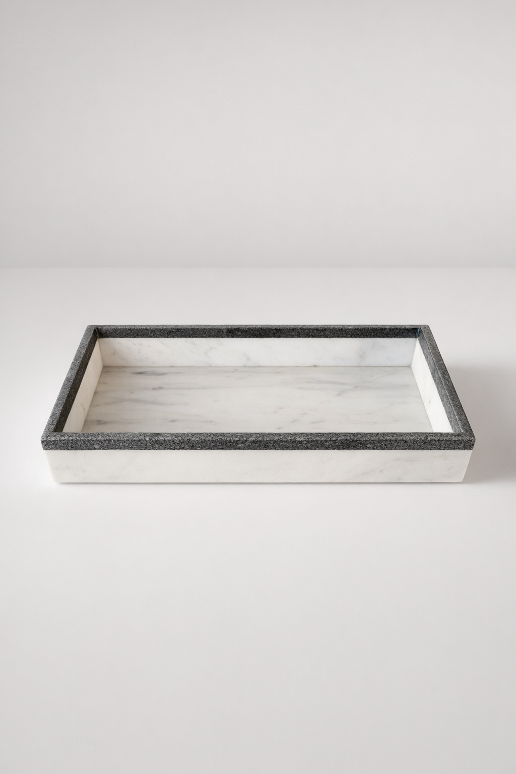 White Marble Tray With Grey Edge