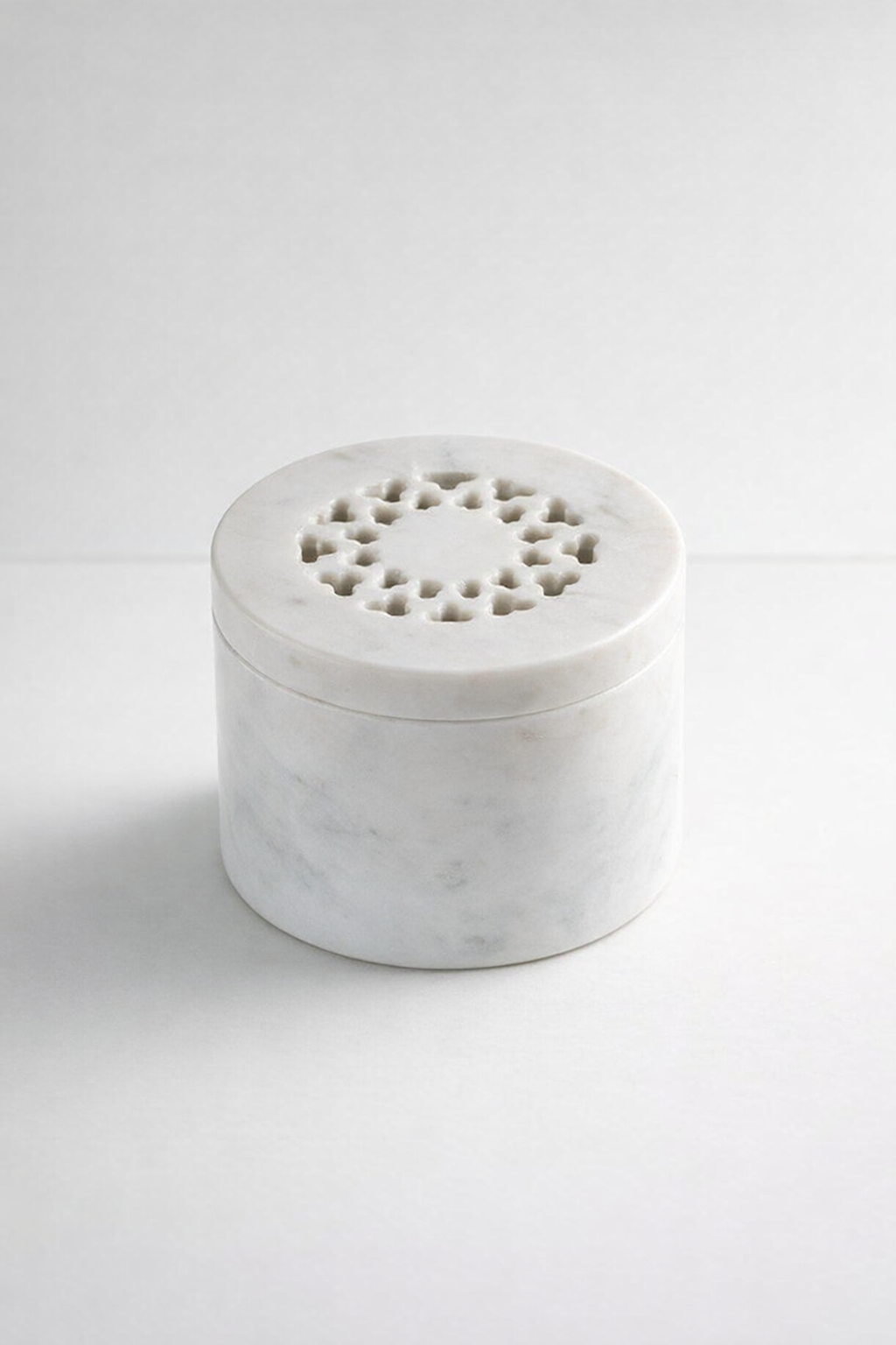 White Marble Round Box Cut-Out Lid