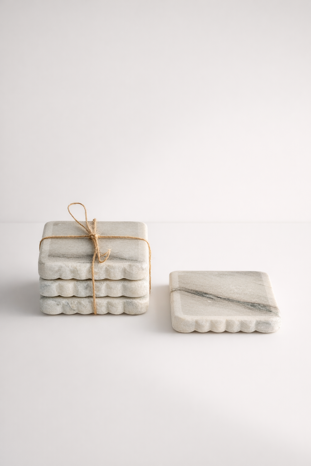 Set Of 4 Grey Marble Square Coasters