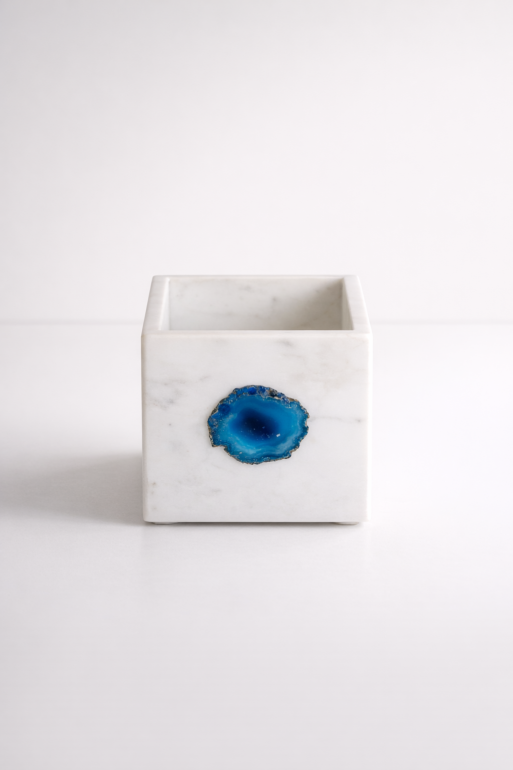 White Marble & Agate Square Open Box