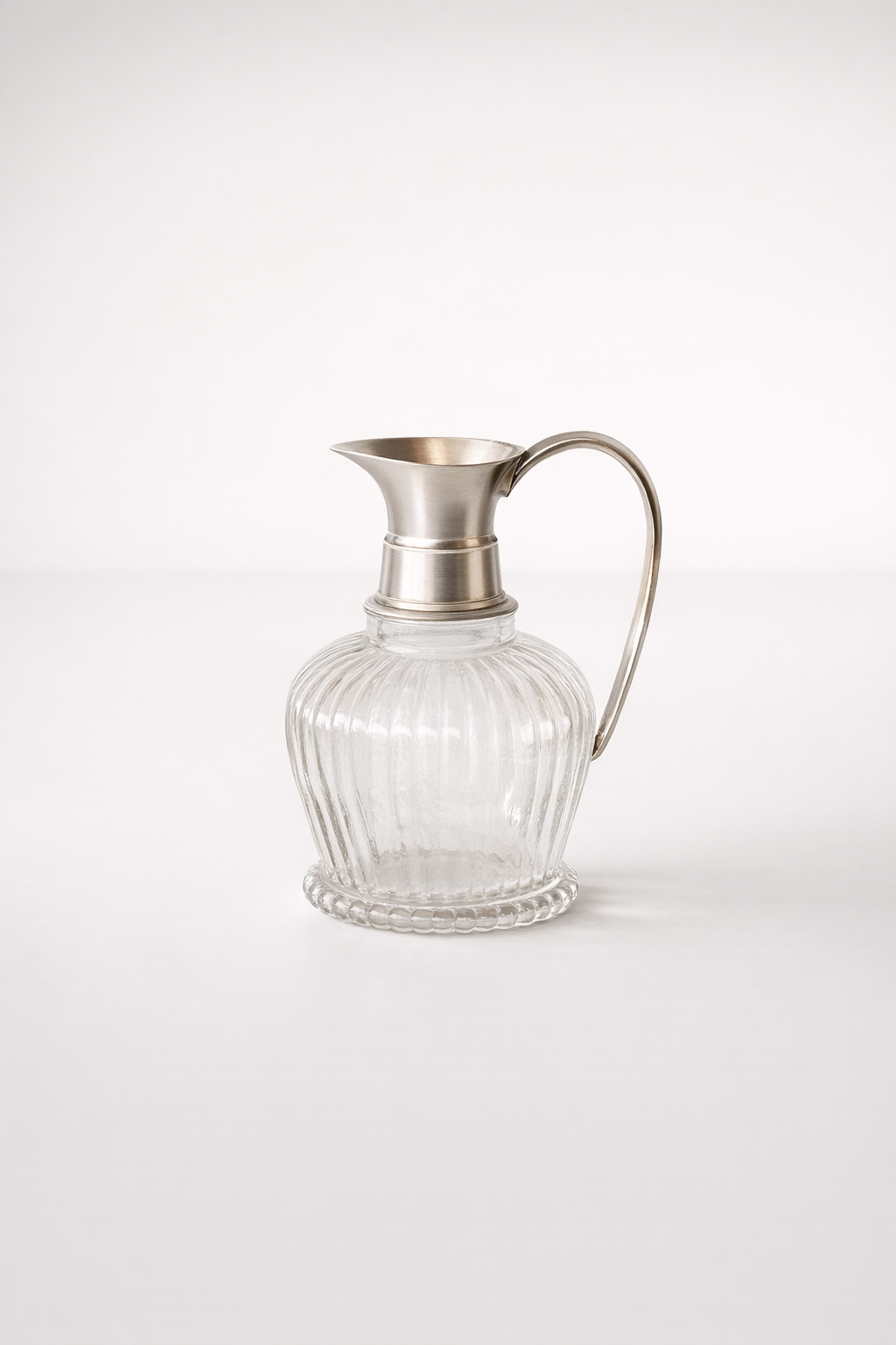 Decorative Small Pewter & Glass Jug