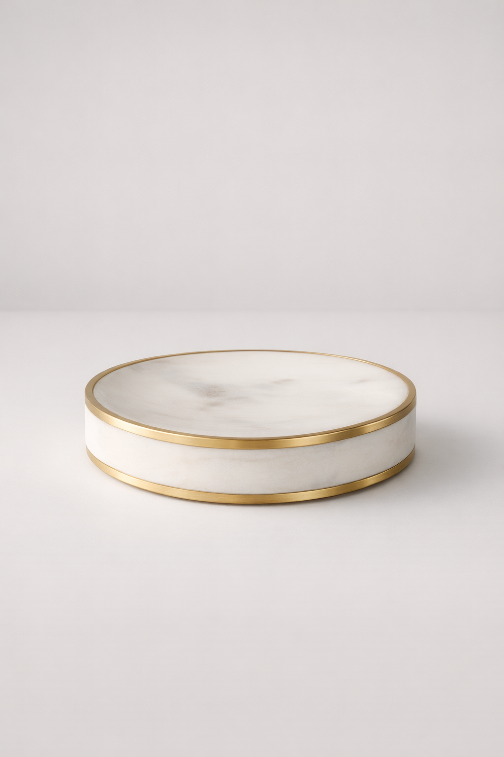 Round Marble Soap Dish Brass Edge